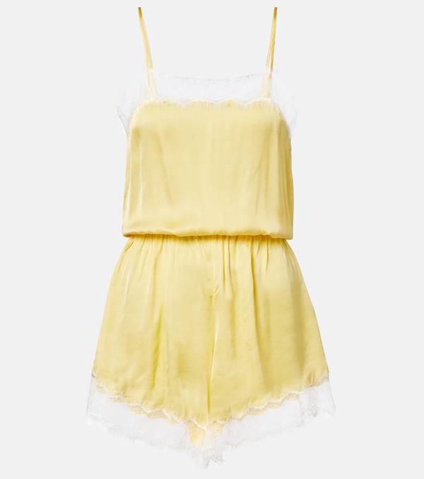  Poupette St Barth Poupette St Barth Silvia Lace-trimmed Satin Romper 