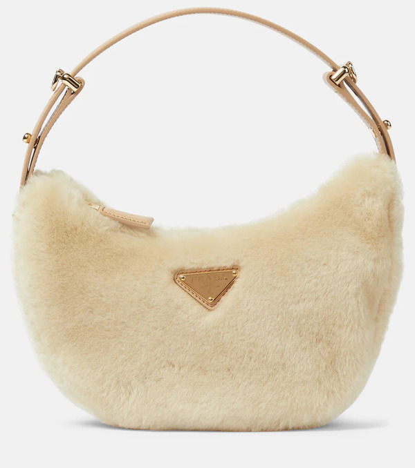  Prada Prada Arque Shearling Shoulder Bag 