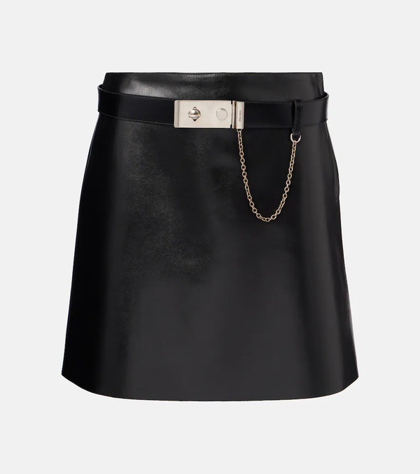  Prada Prada Belted Leather Mini Skirt 