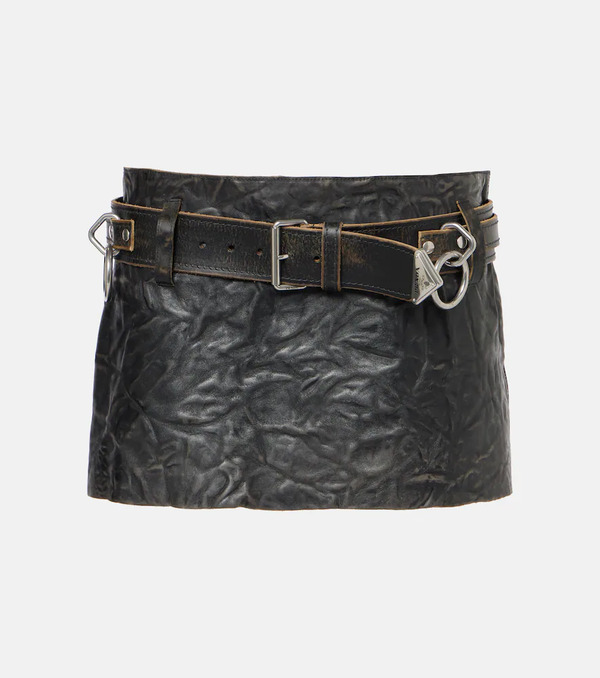  Prada Prada Belted Leather Miniskirt 