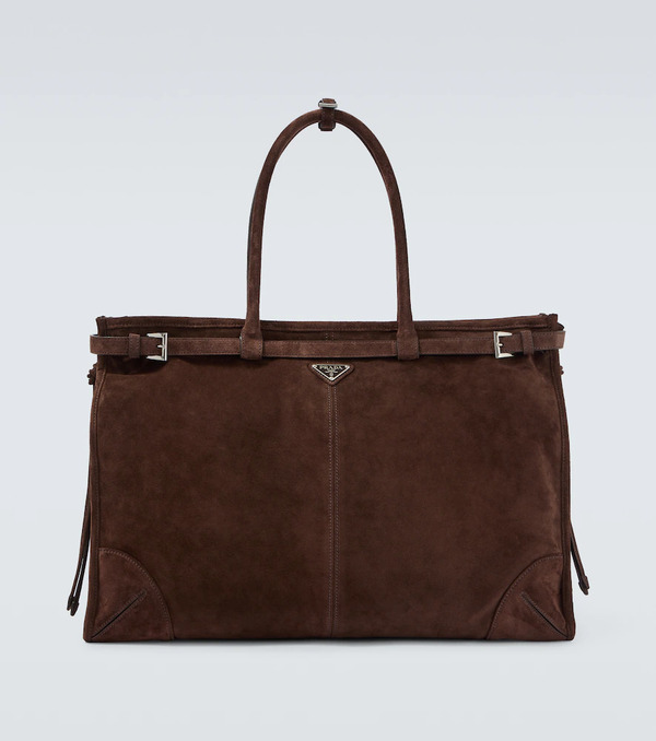  Prada Prada Prada Bonnie Suede Tote Bag 