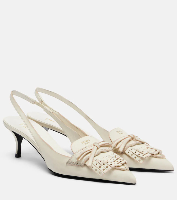  Prada Prada Bow-detail Leather Slingback Pumps 