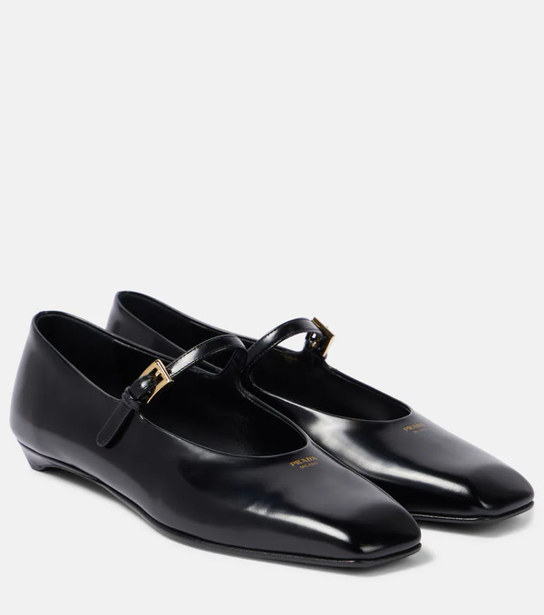  Prada Prada Brushed Leather Mary Jane Flats 