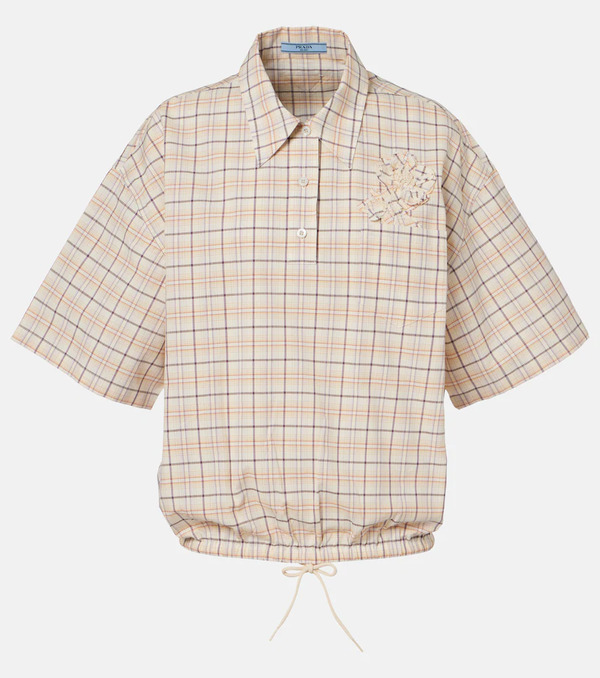  Prada Prada Checked Cotton Poplin Top 