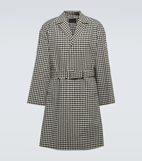  Prada Prada Checked Cotton Trench Coat 