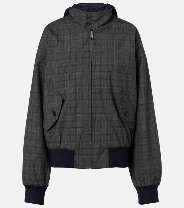  Prada Prada Checked Hooded Virgin Wool Jacket 