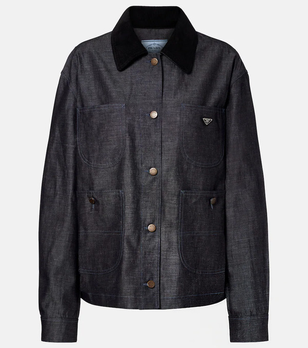  Prada Prada Cotton And Linen Chambray Jacket 