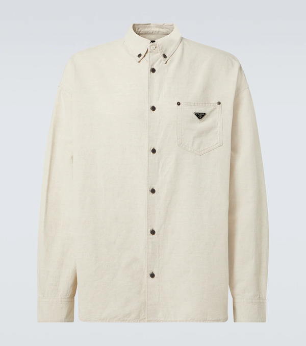  Prada Prada Cotton And Linen Chambray Shirt 