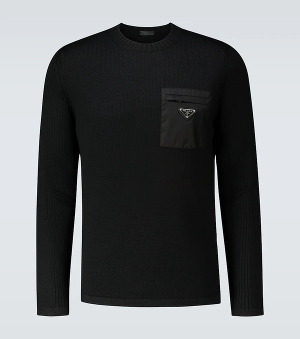  Prada Prada Crewneck Sweater With Nylon Pocket 