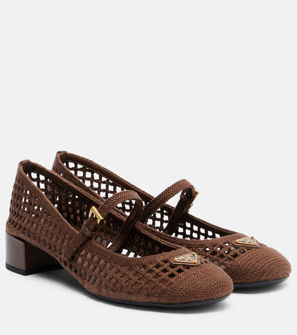 Prada Prada Crochet Mary Jane Pumps 