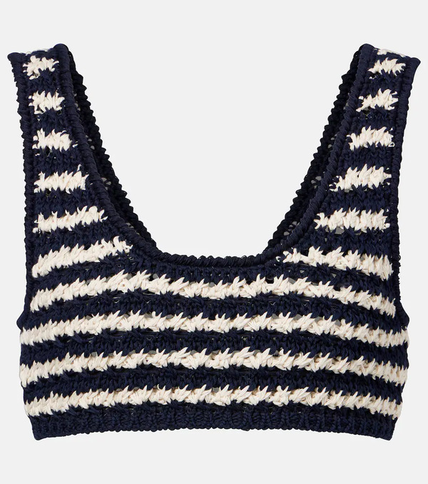  Prada Prada Crochet Striped Cotton Crop Top 