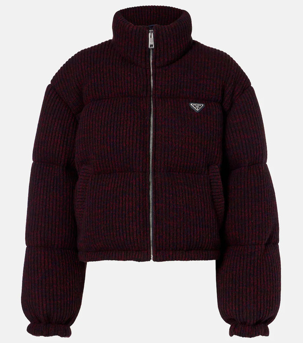  Prada Prada Cropped Wool And Cashmere Down Jacket 
