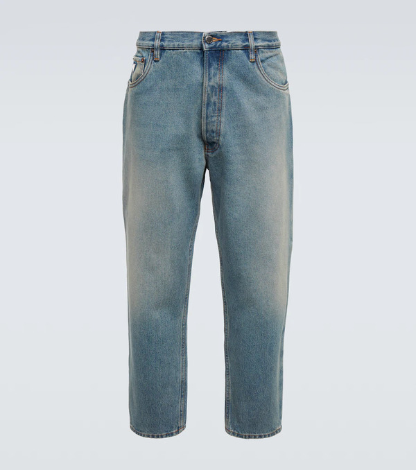  Prada Prada Distressed Mid-rise Tapered Jeans 