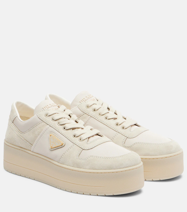  Prada Prada Downtown Bold Re-nylon And Suede Sneakers 