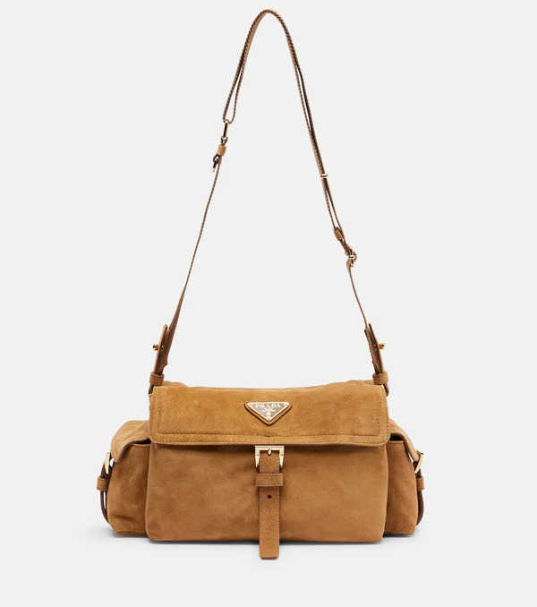  Prada Prada Prada Explore Medium Suede Shoulder Bag 