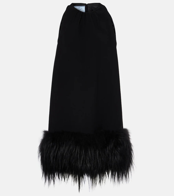  Prada Prada Feather-trimmed Minidress 