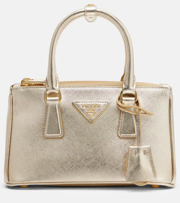  Prada Prada Prada Galleria Mini Metallic Leather Tote Bag 