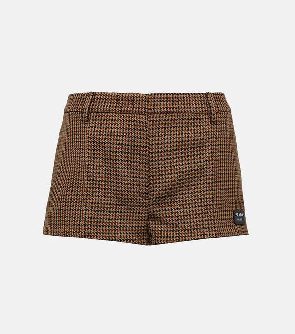  Prada Prada Houndstooth Virgin Wool Shorts 