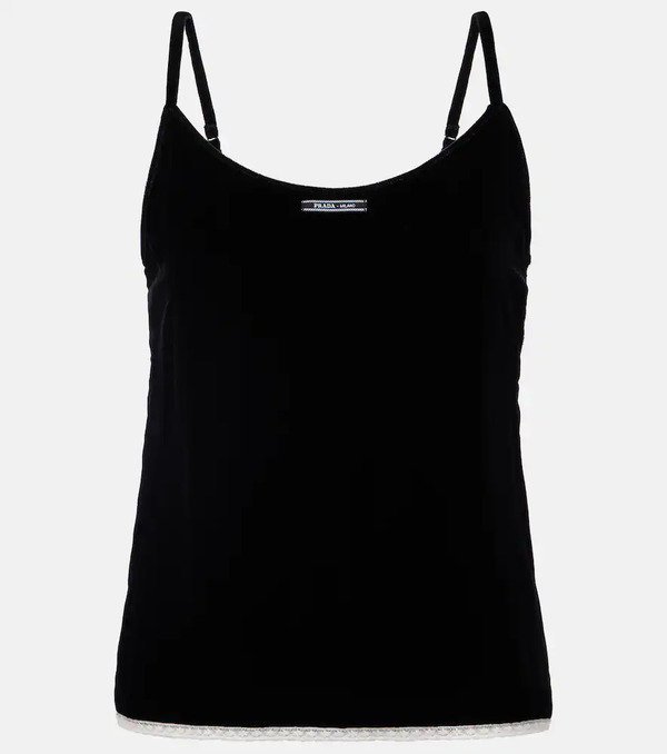  Prada Prada Lace-trimmed Velvet Camisole 