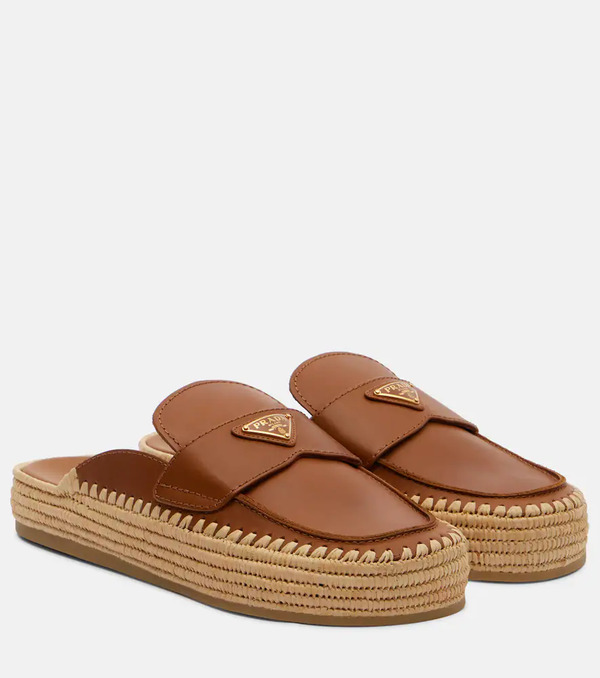 Prada Prada Leather Espadrille Mules 