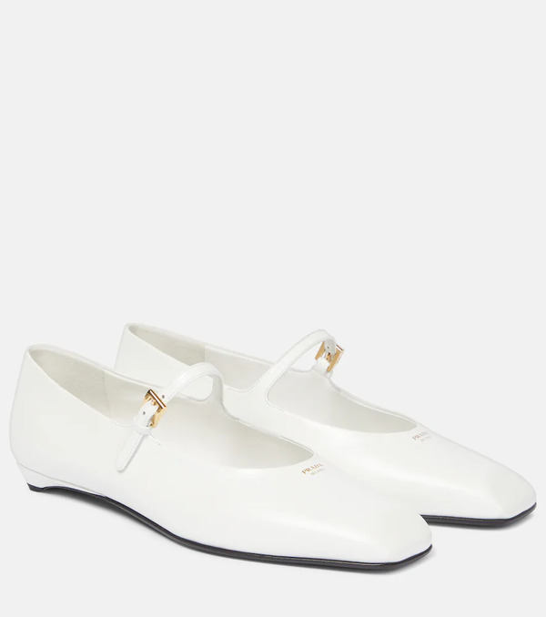  Prada Prada Leather Mary Jane Flats 