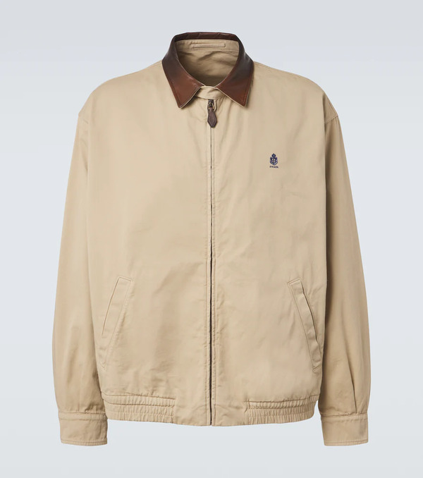  Prada Prada Leather-trimmed Cotton Blouson Jacket 