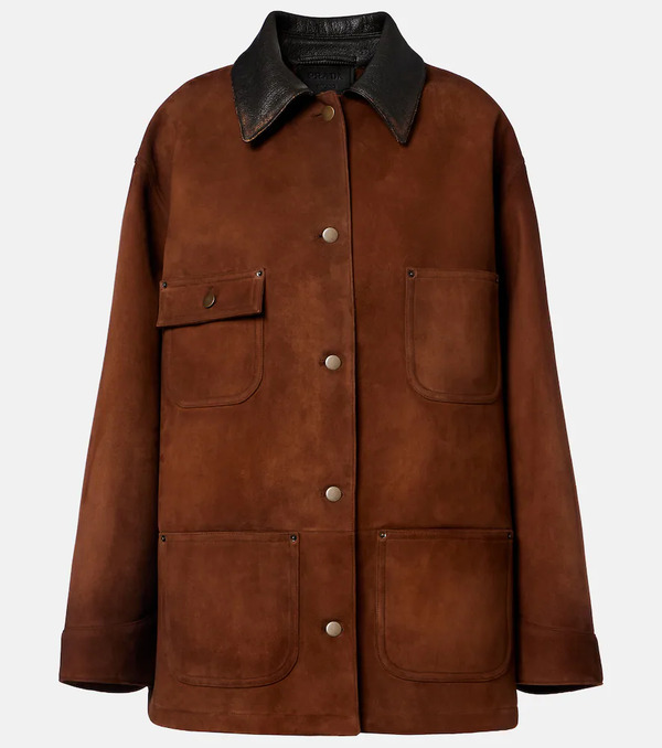  Prada Prada Leather-trimmed Suede Field Jacket 