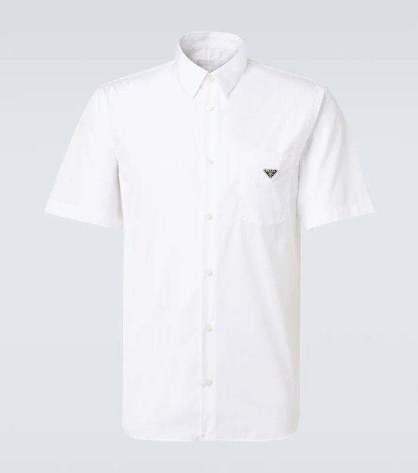  Prada Prada Logo Cotton Poplin Bowling Shirt 