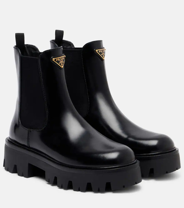  Prada Prada Logo Leather Platform Chelsea Boots 