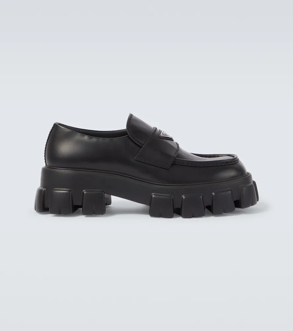  Prada Prada Logo Leather Platform Loafers 