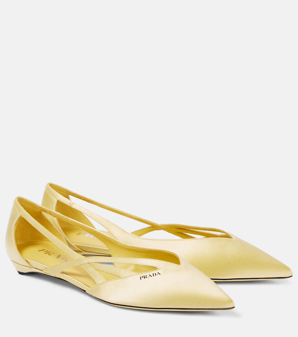  Prada Prada Logo Satin Ballet Flats 