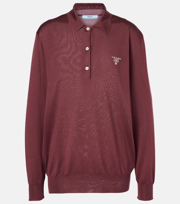  Prada Prada Logo Silk Polo Shirt 