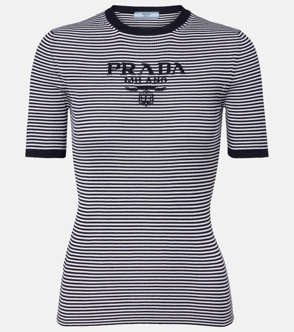  Prada Prada Logo Striped Silk Sweater 