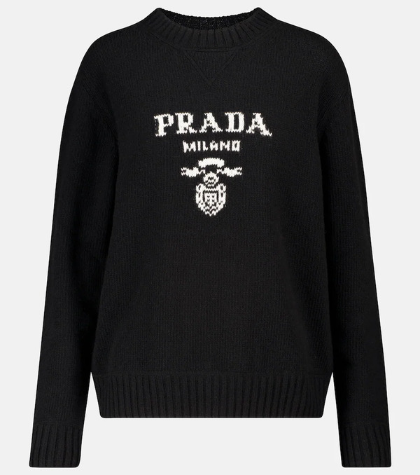  Prada Prada Logo Wool And Cashmere Sweater 