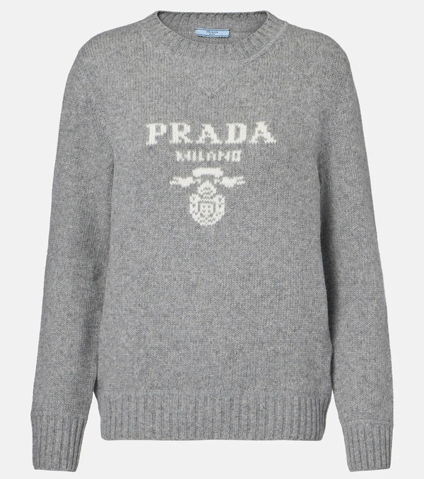  Prada Prada Logo Wool And Cashmere Sweater 