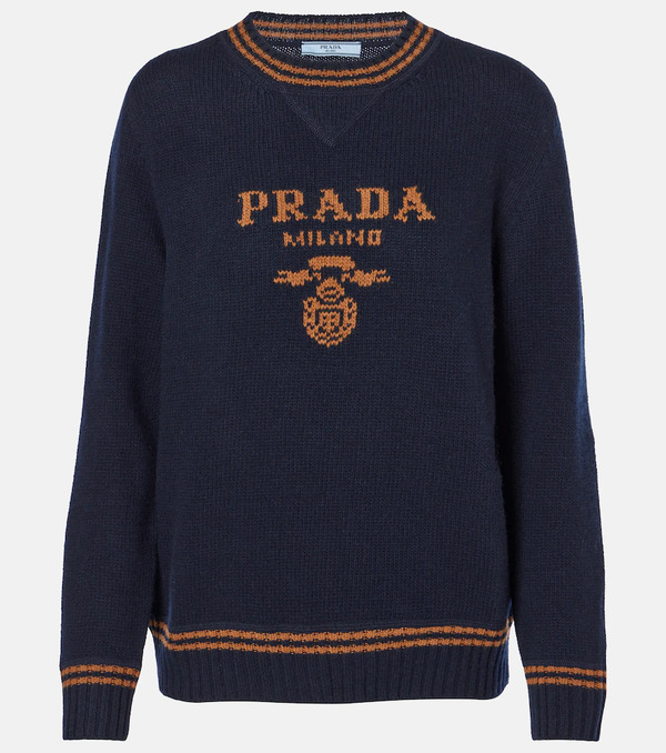  Prada Prada Logo Wool And Cashmere Sweater 