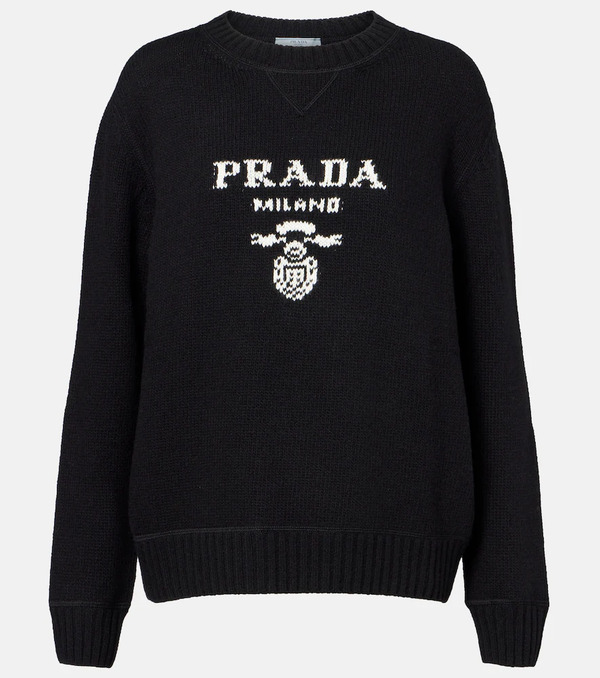  Prada Prada Logo Wool And Cashmere Sweater 