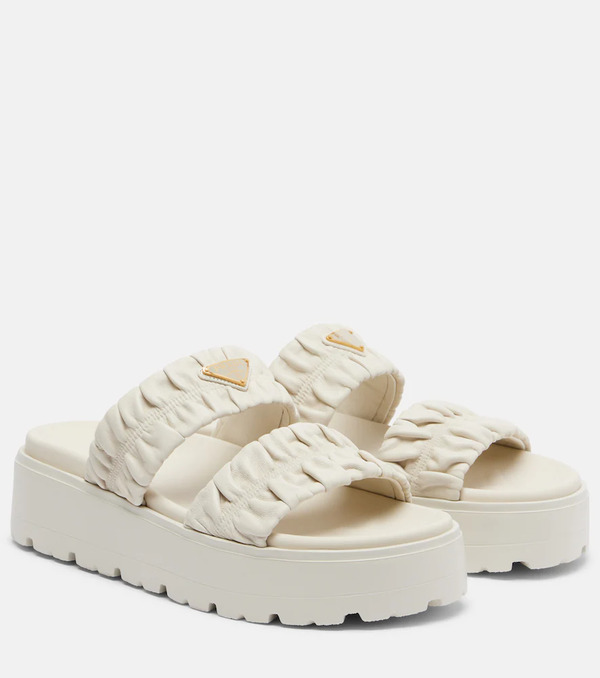  Prada Prada Matelasse Leather Platform Sandals 