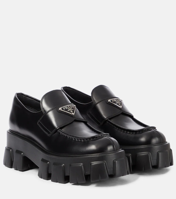  Prada Prada Monolith Brushed Leather Loafers 