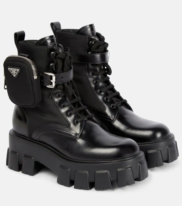  Prada Prada Monolith Leather Ankle Boots 