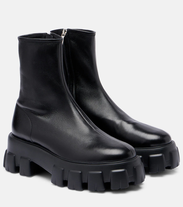  Prada Prada Monolith Leather Ankle Boots 