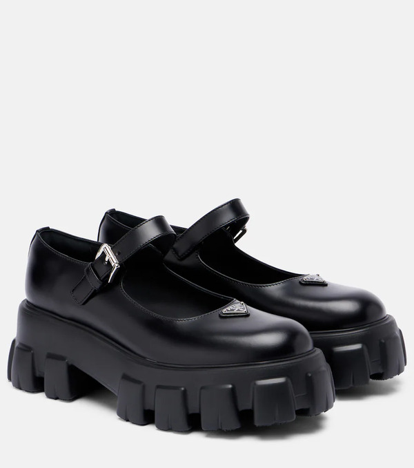  Prada Prada Monolith Leather Mary Jane Flats 