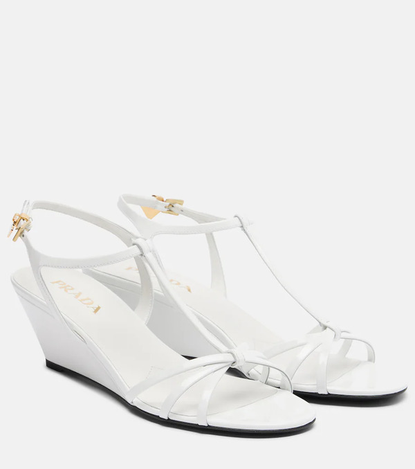  Prada Prada Patent Leather Wedge Sandals 