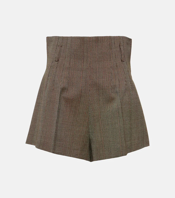  Prada Prada Pinstripe High-rise Wool Shorts 