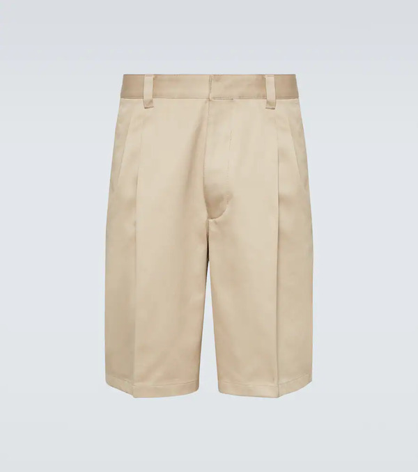  Prada Prada Pleated Cotton Bermuda Shorts 
