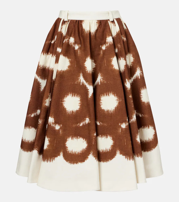  Prada Prada Printed Cotton Canvas Midi Skirt 