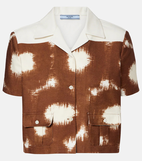  Prada Prada Printed Cropped Cotton Shirt 