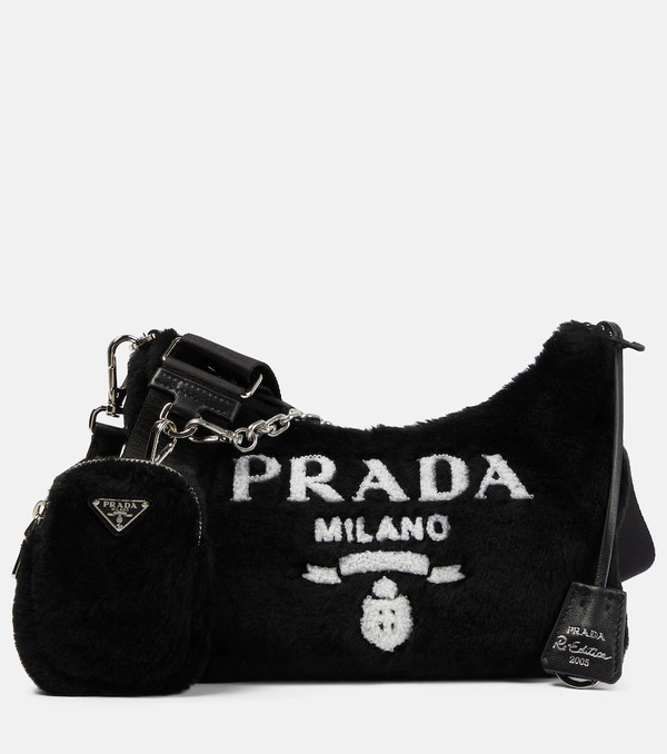  Prada Prada Prada Re-edition 2005 Small Shearling Shoulder Bag 