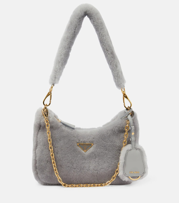  Prada Prada Prada Re-edition 2005 Small Shearling Shoulder Bag 