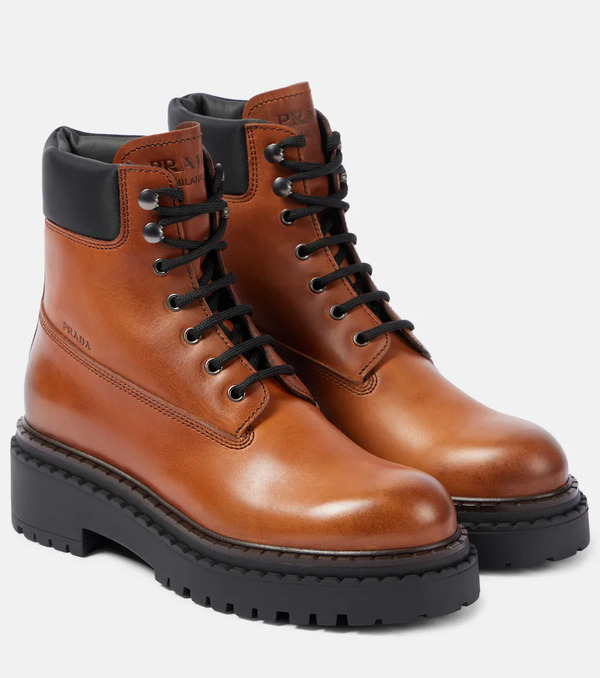  Prada Prada Re-nylon And Leather Lace-up Boots 